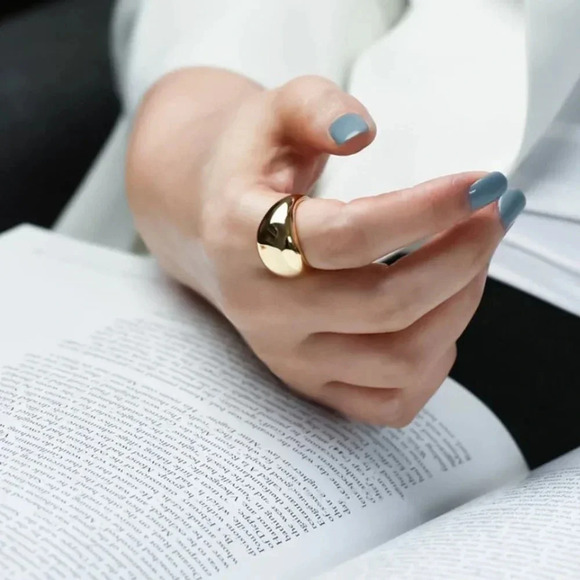 Minimalist 925 Sterling Silver Dome Ring Thick Chunky Statement Modern Ring - Picture 6 of 9